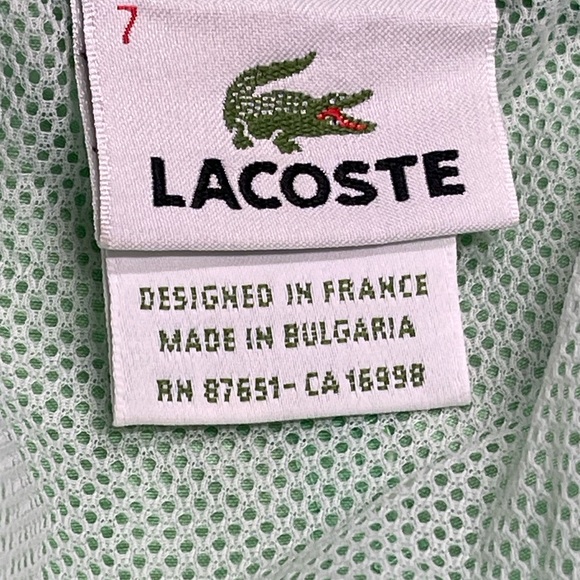 LACOSTE Mens Green Swim Trunks size 7 w/ Spell Out Sides and Logo 35W beach - Picture 4 of 11